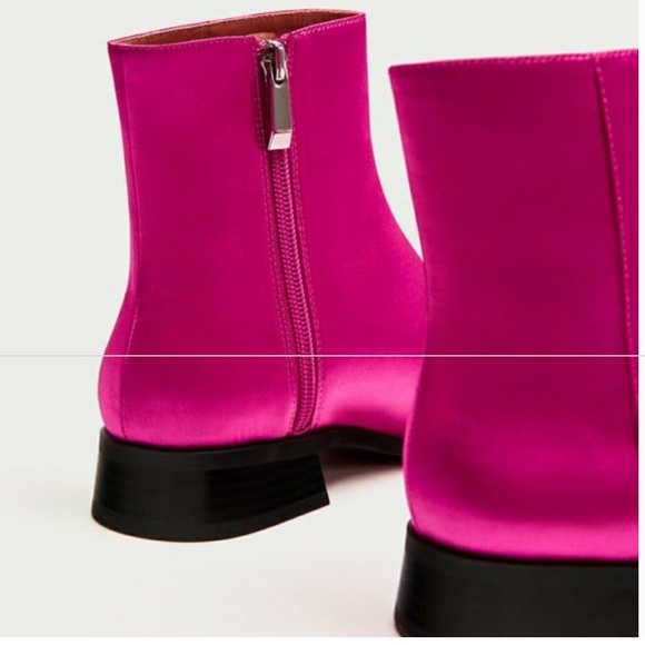 ZARA ankle hot pink satin boots size 37 - Picture 8 of 8